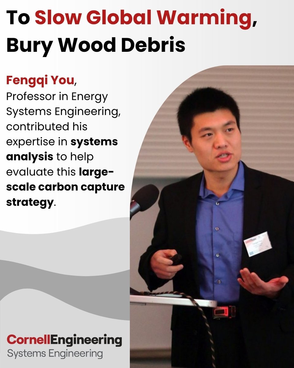 CornellSystems's tweet image. π Cornell researchers, incl. Prof. Fengqi You, found that burying wood debris could remove up to 937 gigatons of COβ by 2100 β a low-tech, cost-effective way to fight climate change.
Learn more here: tinyurl.com/3m6mxsrv