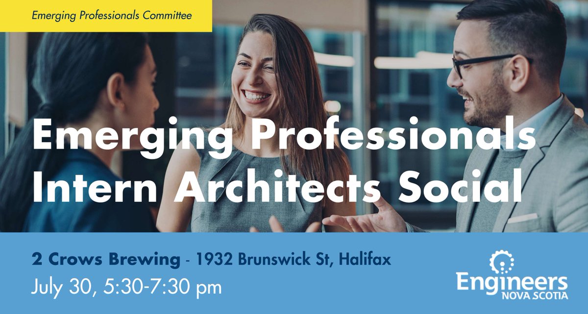 EngineersNS's tweet image. The Intern Architects Group and Emerging Professionals Group are bringing communities together for an evening of connection and shared stories across the design industry. It’s a space to exchange insights and grow your network.
Register at engineersnovascotia.ca/events/view/?e…