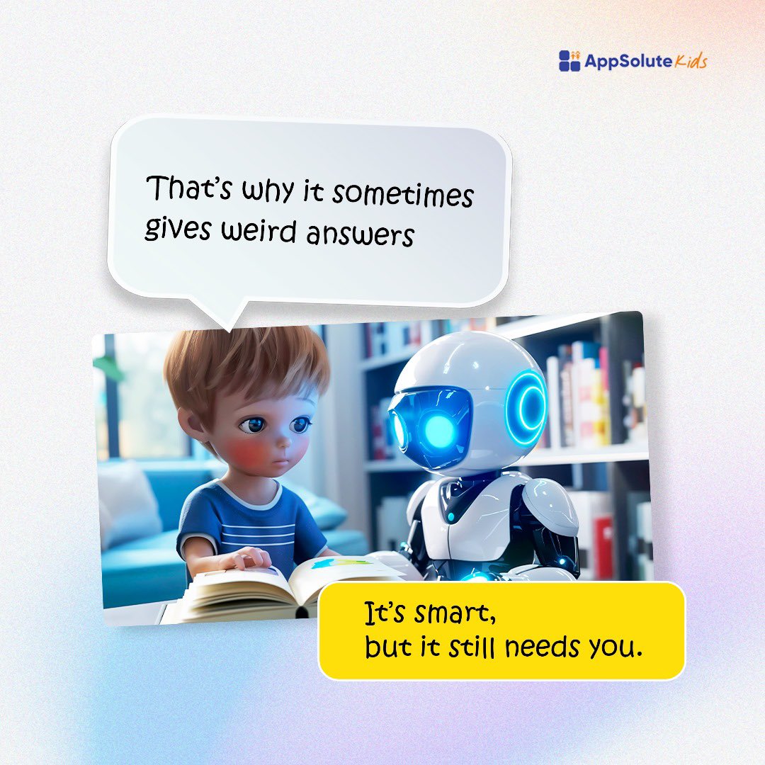 Appsolute_Kids's tweet image. AI has cool ideas but YOU make them happen.
Don’t Forget!!!

#kidsandtech #aiinkidslife #smarternotlazy #aiforkids #curiousminds #techsavvykids #mondaycarousel #appsolutekids