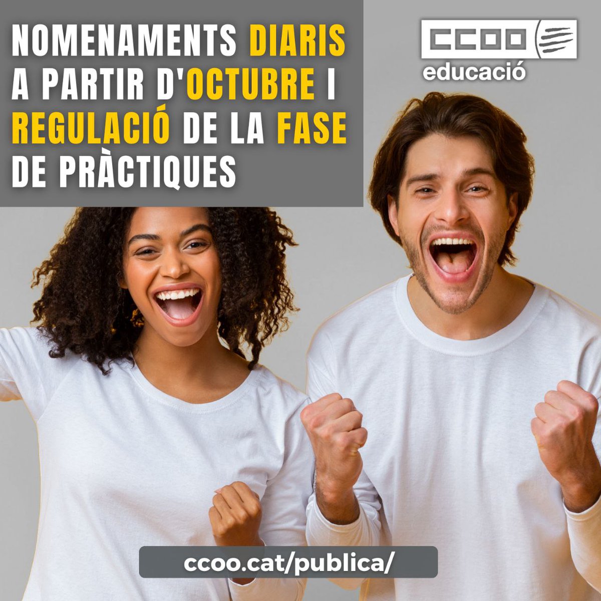🥳 A partir de l'octubre: nomenaments diaris!! 

✊ Després d'anys de demanar-ho, es cobriran substitucions des del primer dia i sense entrevista! 

📝 Regulació de la fase de pràctiques 

🔗 ccoo.cat/educacio/notic…