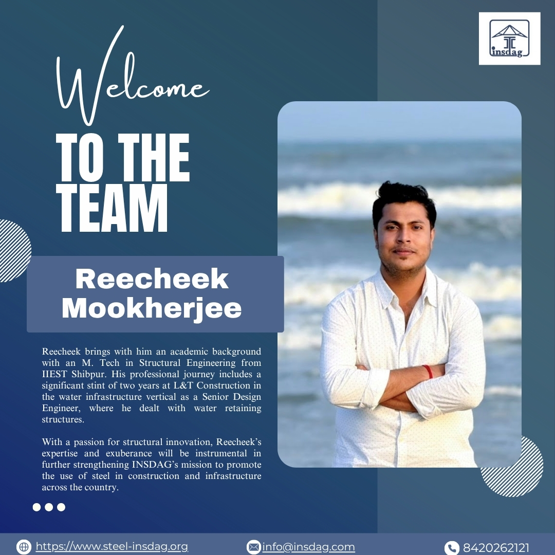 twit_insdag's tweet image. We’re thrilled to welcome Mr. Reecheek Mookherjee as Assistant Manager (Civil &amp;amp; Structural) at INSDAG!

With expertise in STAAD.Pro and a passion for steel innovation, he strengthens our mission to advance steel construction in India.

 #INSDAG #SteelStructures