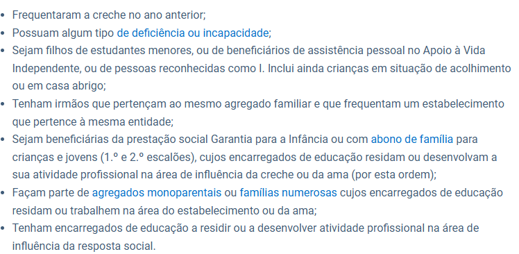 FilipaBonita's tweet photo. Estes são os critérios de prioridade para acesso às creches. Como se vê não há em lugar nenhum o critério da nacionalidade, como é obvio..
O que falta em Portugal é mais creches para todos!
#crechesparatodos https://t.co/ZSGi5X1LZL