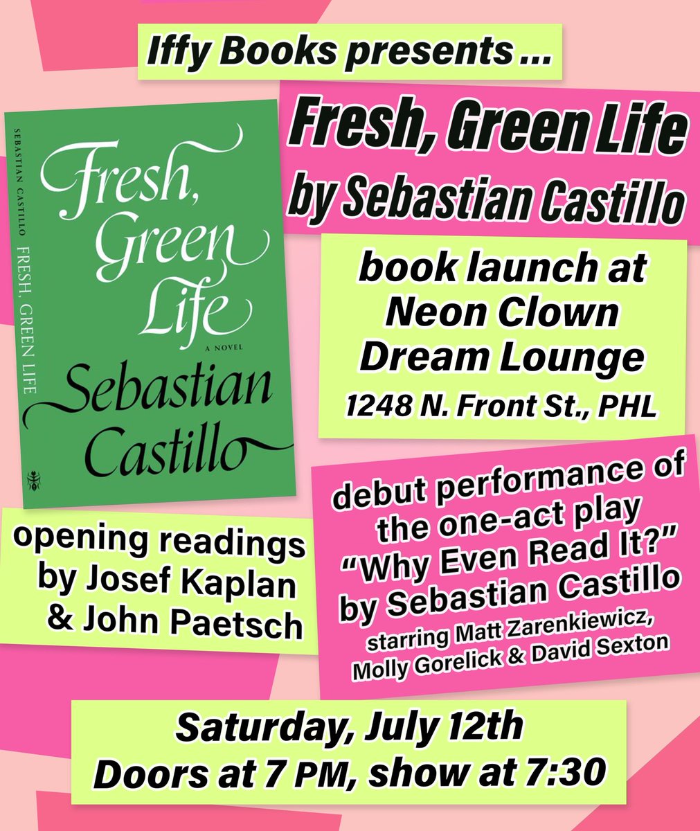 philadelphia: this saturday, the literary event of our august city’s year. come to the neon clown dream lounge to watch some readings and a one-night-only play written by me. there will be copies of my book