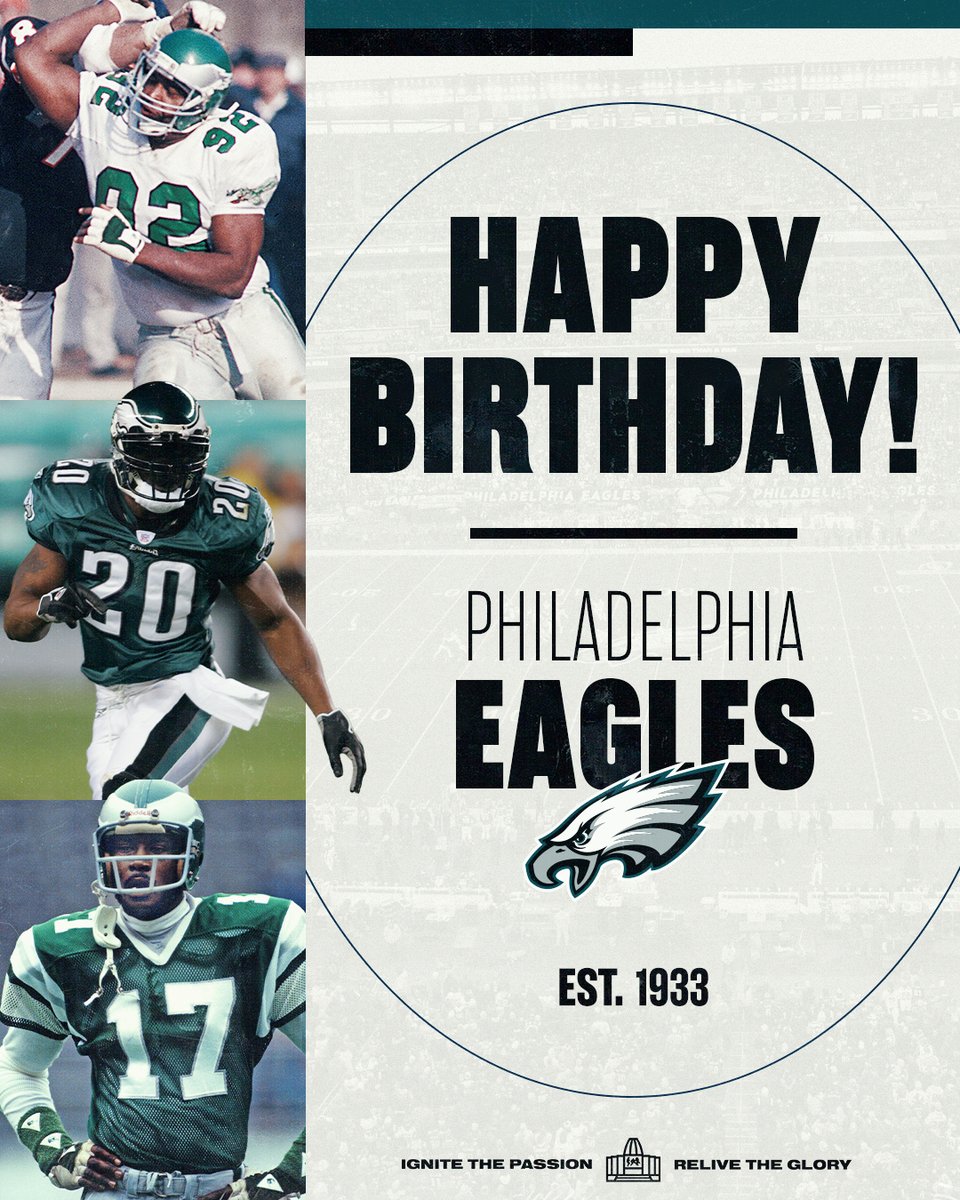 Pro Football Hall of Fame (@profootballhof) on Twitter photo Happy Birthday to the Philadelphia Eagles! 🦅🎉
Founded #OTD in 1933, today they are Super Bowl champions once again! The <a href="/Eagles/">Philadelphia Eagles</a> continue to make Philly proud. 💚🏆
#FlyEaglesFly #EaglesNation Happy Birthday to the Philadelphia Eagles! 🦅🎉
Founded #OTD in 1933, today they are Super Bowl champions once again! The <a href="/Eagles/">Philadelphia Eagles</a> continue to make Philly proud. 💚🏆
#FlyEaglesFly #EaglesNation