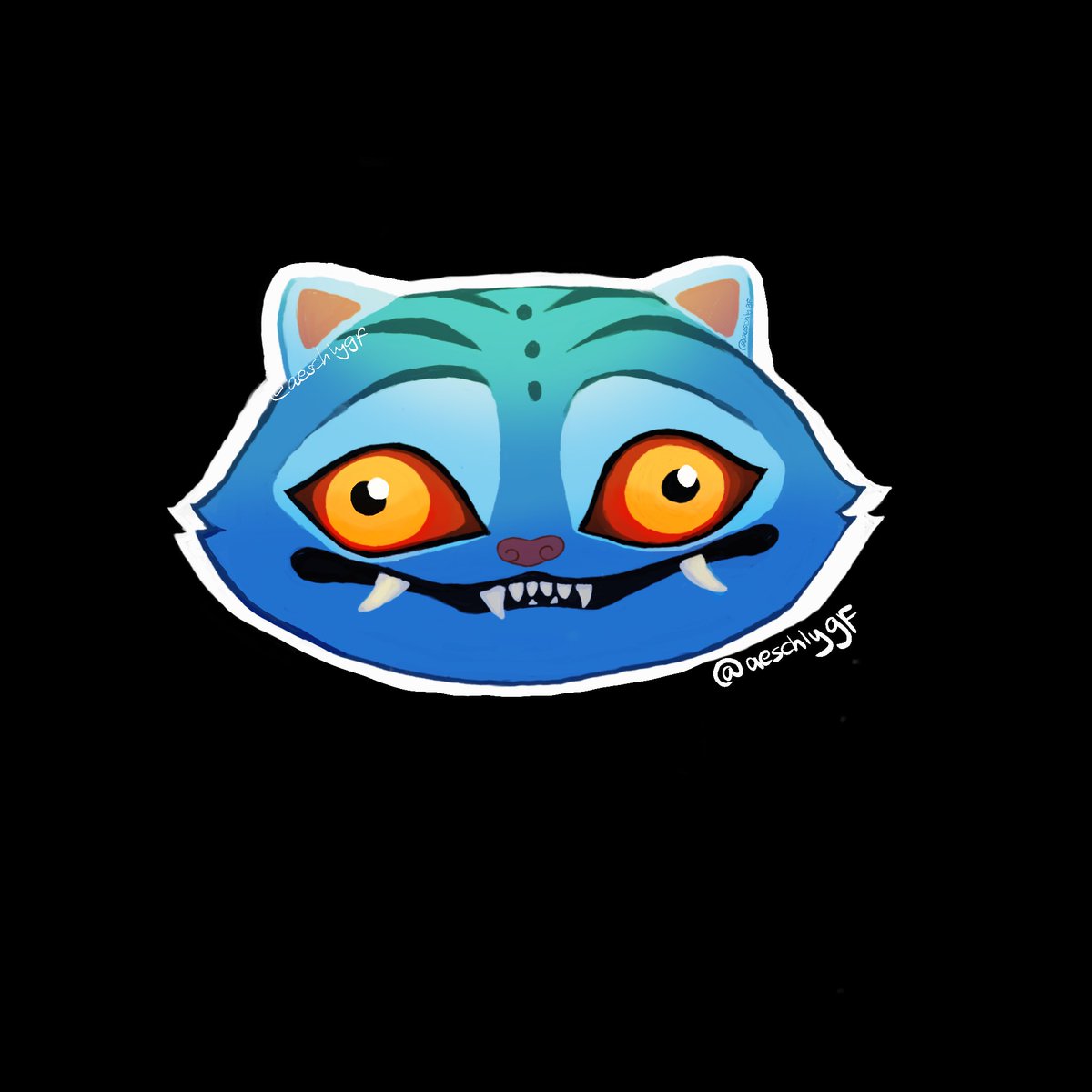aeschlygf's tweet photo. I made a Jinu and Tiger sticker fanart for my booth at my college. I wouldve rendered it more but since I lack time this is the best I can do.

#KPOPDEMONHUNTERS  #kpopdemonhuntersfanart #fanart #digitalart https://t.co/YCElR75maN