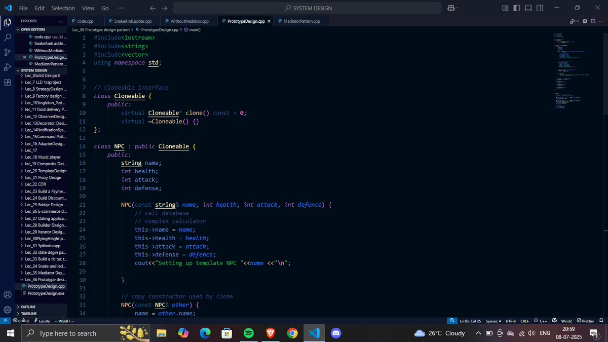 SOURABHGUP91601's tweet photo. Day 36 #100DaysOfCode
Today I have completed the Prototype Design Pattern 
✅ Problem Statement 
✅ Example of NPC &amp;UML
✅Shallow Copy &amp; Deep Copy 
✅ Standard UML 
✅Realworld use cases and code 
#SystemDesign #LLD #8weeksLLDChallenge #CodingChallenge
#100DaysOfSystemDesign https://t.co/9OcwZnn2yv