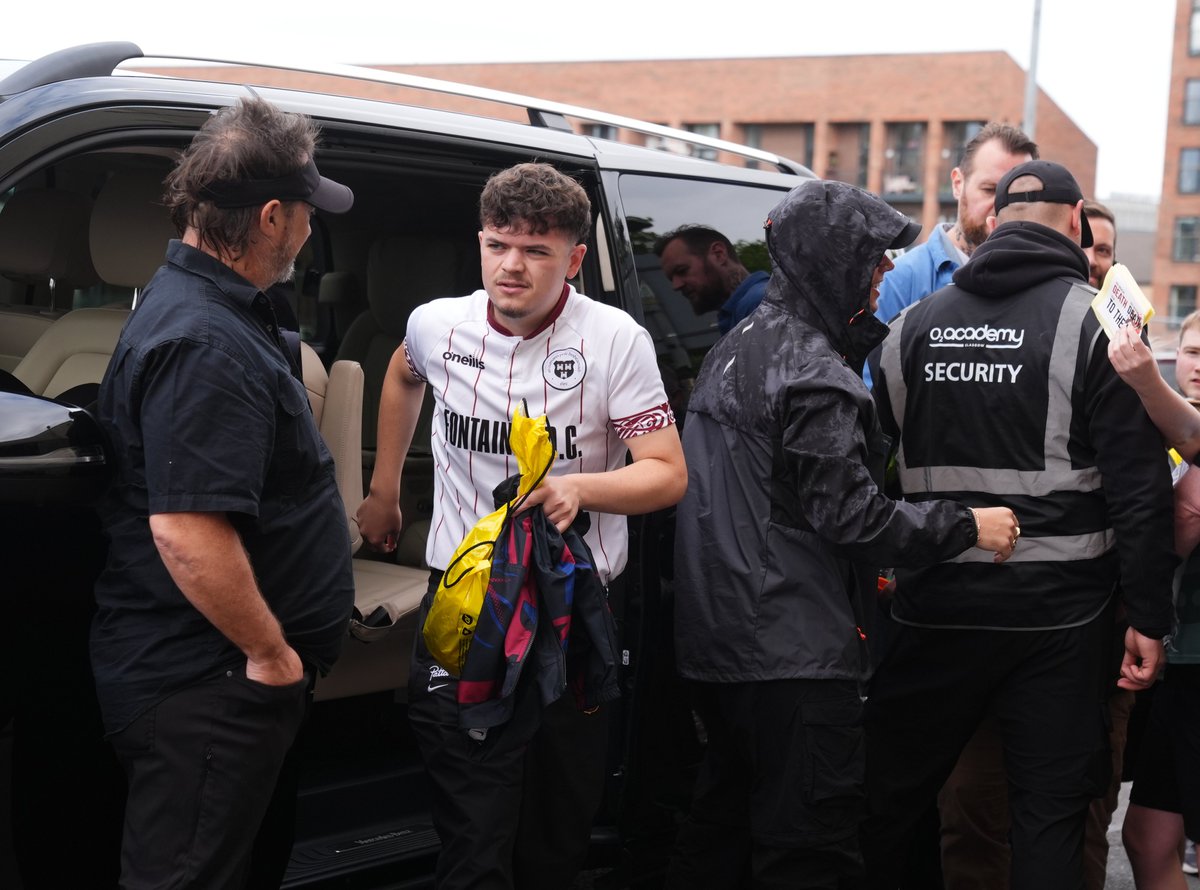 ScotNational's tweet photo. NEW: Kneecap have arrived at the O2 Academy in Glasgow 

The Irish trio are set to play tonight after TRNSMT cut their set from the festival this weekend https://t.co/K8tuz4I4z3