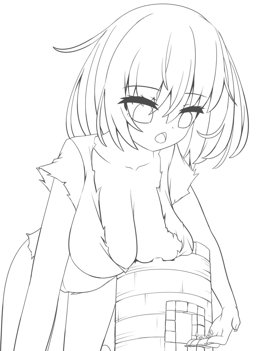 WIP: 塔を胸で破壊した巨大奴隷ちゃんの続き。