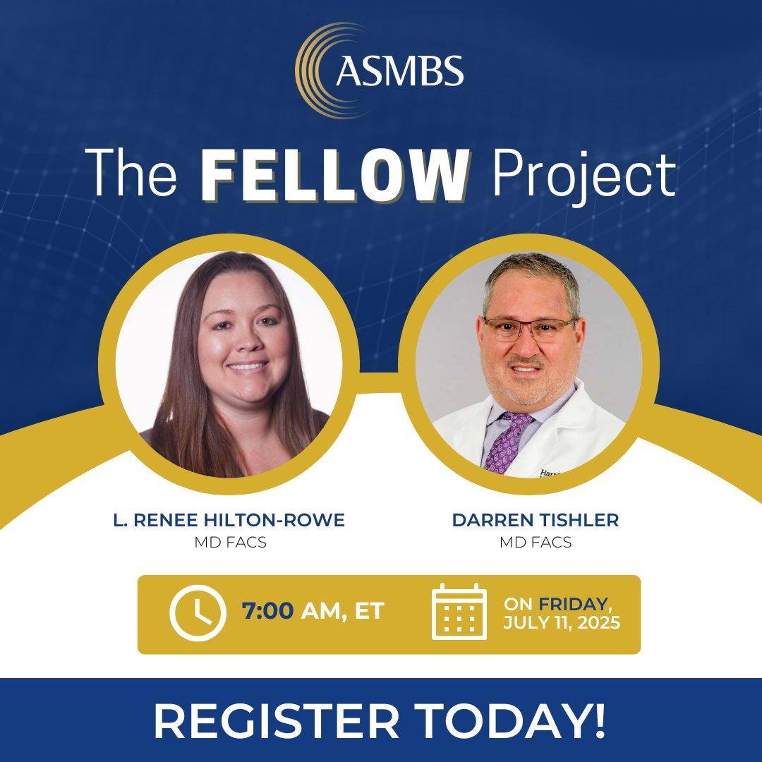ASMBS's tweet image. Join us THIS Friday, June 11th for The Fellow Project: “Will I have a job and get paid? Health care policy and obesity.” Hear about compensation, contracts, access to care, and why early advocacy matters.
asmbs.org/webinars/
#asmbs