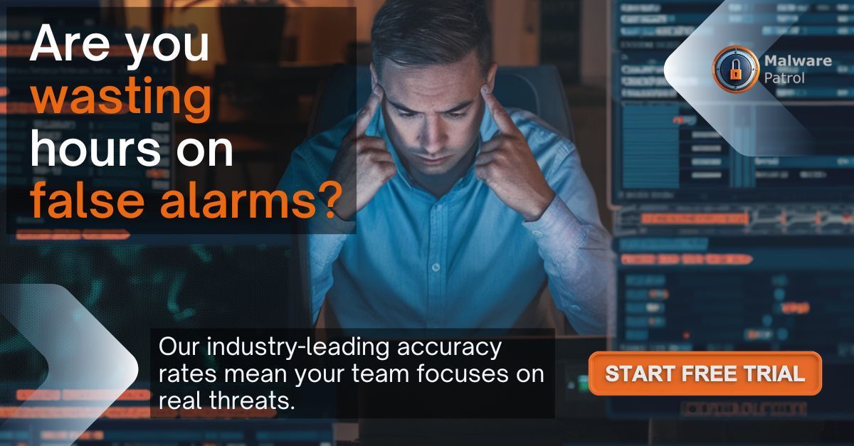 Are you spending countless hours on false alarms?

With our industry-leading accuracy rates, your team can concentrate on genuine threats. 

Start your free trial today.

malwarepatrol.net/enterprise-thr…