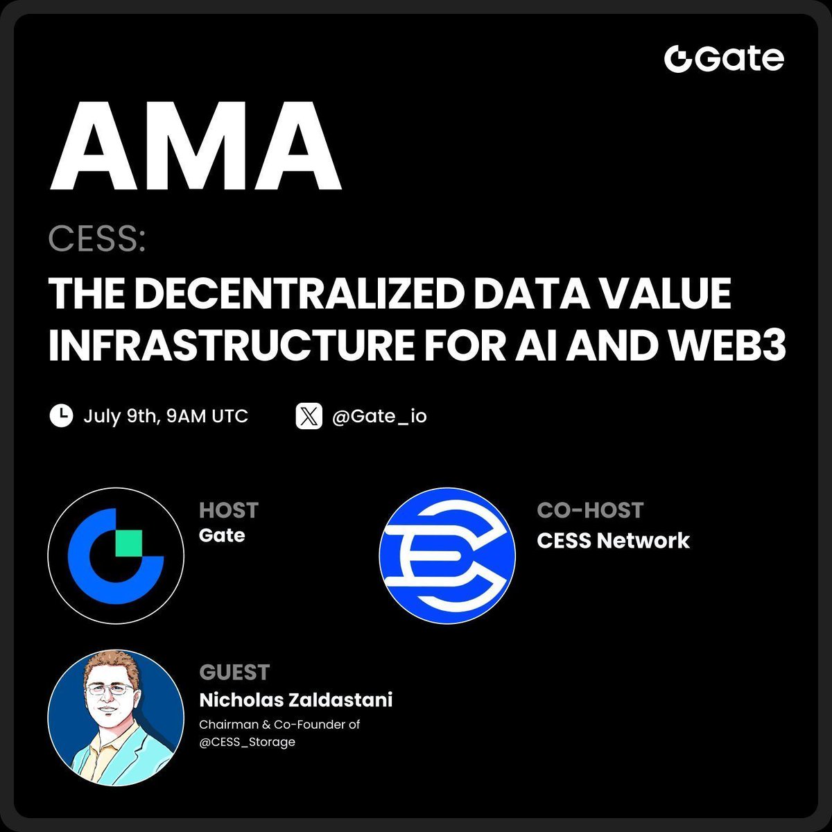 Gate.io (@gate_io) on Twitter photo The world runs on data. But who controls it? 👀
Join us with <a href="/Nicholas_CESS/">Nick Zaldastani</a>, Chairman & Co-founder of <a href="/CESS_Storage/">CESS Network</a>, as we explore how $CESS puts data back in the hands of users—with decentralized infrastructure built for AI, Web3, and a global community driving the change.
🎁 The world runs on data. But who controls it? 👀
Join us with <a href="/Nicholas_CESS/">Nick Zaldastani</a>, Chairman & Co-founder of <a href="/CESS_Storage/">CESS Network</a>, as we explore how $CESS puts data back in the hands of users—with decentralized infrastructure built for AI, Web3, and a global community driving the change.
🎁