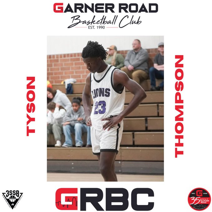 Garner Road Basketball Club HS - National/3SSB (@groadbballhs) on Twitter photo /// 6'10 2027 C Tyson Thompson (<a href="/TThom3342/">Tyson Thompson</a> ) of <a href="/WCA_Boys_BBall/">Wesleyan Christian Academy Boys Basketball</a> will be playing with GRBC 2026 3SSB in Rock Hill, SC for the <a href="/3SSBCircuit/">3Stripes Select Basketball</a> Boys Palmetto Road Championships‼️
Offers: ECU, College of Charleston, Presbyterian College, Ohio U, San Jose St., Hampton, & Winston-Salem /// 6'10 2027 C Tyson Thompson (<a href="/TThom3342/">Tyson Thompson</a> ) of <a href="/WCA_Boys_BBall/">Wesleyan Christian Academy Boys Basketball</a> will be playing with GRBC 2026 3SSB in Rock Hill, SC for the <a href="/3SSBCircuit/">3Stripes Select Basketball</a> Boys Palmetto Road Championships‼️
Offers: ECU, College of Charleston, Presbyterian College, Ohio U, San Jose St., Hampton, & Winston-Salem