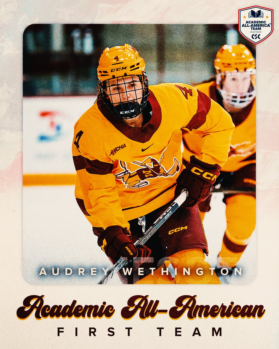 GopherWHockey's tweet image. Beyond well-deserving 👏
Congratulations to Audrey Wethington on being named an Academic ALL-AMERICAN‼️ 📚
Release: z.umn.edu/ajvi