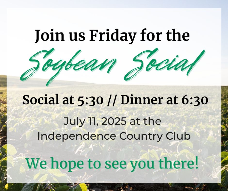 KsSoybean's tweet image. Need plans for Friday Night? We’ve got you covered!
Join us at our summer soybean social at the Independence Country Club. This is a great opportunity to connect with farmers & industry.
Please RSVP by calling 785-271-1030 — we hope to see you there!