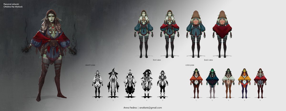 anafigreen's tweet image. Hello #portfolioday! ✨
I am Ana, character concept artist working in games. Clients include Blizzard Entertainment, Critical Role, Gunfire Games, Sharkmob and Bioware.
Currently doing freelance, but my dream is to join a big game studio making RPG/action games one day 😄