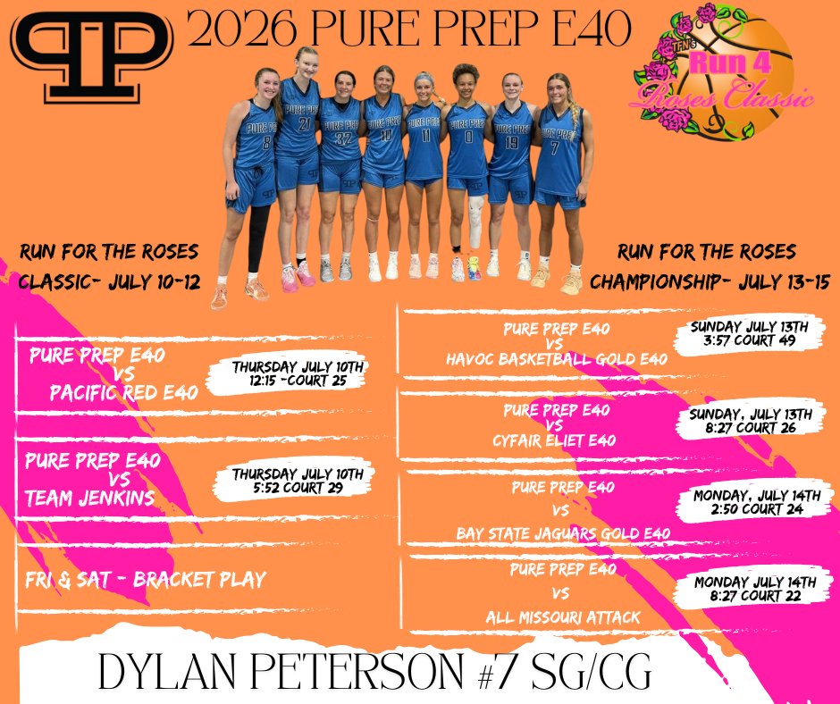 Dylan (@dylanpetersonnn) on Twitter photo Looking forward to a great week in Louisville, KY <a href="/TFNsRun4Roses/">TFN's Run 4 Roses</a>. Come watch <a href="/LadyPurePrep/">Pure Prep GBB</a> compete! ๐ช Schedule below! <a href="/Elite40League/">Elite 40 League</a> #7โฃ๐๐๏ธ Looking forward to a great week in Louisville, KY <a href="/TFNsRun4Roses/">TFN's Run 4 Roses</a>. Come watch <a href="/LadyPurePrep/">Pure Prep GBB</a> compete! ๐ช Schedule below! <a href="/Elite40League/">Elite 40 League</a> #7โฃ๐๐๏ธ