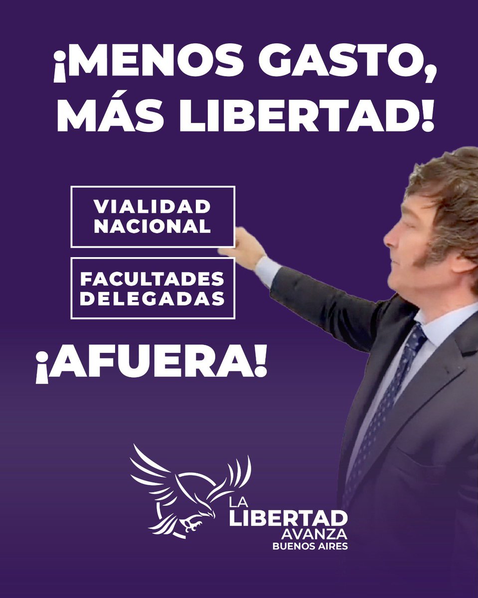 LLAenPBA's tweet photo. Con el fin de las facultades delegadas, reafirmamos nuestro compromiso con la austeridad y la eficiencia, cumplimos y por eso no las prorrogamos. Seguimos adelante con la motosierra, desregulando y achicando el gasto ineficiente.

La Dirección Nacional de Vialidad, el símbolo de la corrupción K, ha sido disuelta. @madorni fue claro: "La corrupción en la obra pública tiene hoy su acta de defunción firmada". Ahora, 9.120 kilómetros de rutas serán licitados para que el sector privado, sin subsidios, garantice una infraestructura de calidad y transparente para los argentinos. Se acabó el despilfarro y los negocios de la casta.

Este es el camino para una Argentina libre. ¡Gracias al mejor Presidente de la Historia @JMilei!

VIVA LA LIBERTAD CARAJO!!