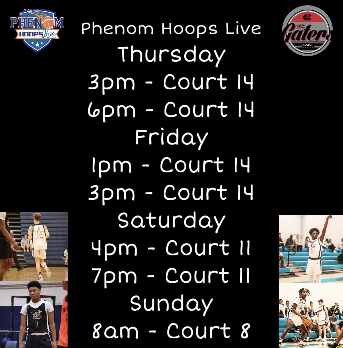 kay_buckets4's tweet photo. Here is my Schedule for this weeks Live Period, Open to All College Coaches!!

📍Raleigh Convention Center. https://t.co/ruHYxC0N7z