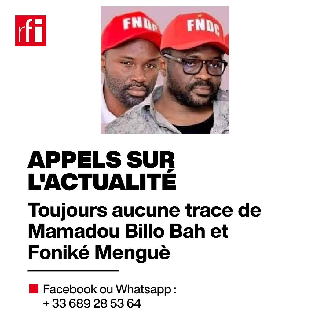 🇬🇳Un an après la disparition des deux leaders de la société civile Mamadou Billo Bah et Foniké Menguè, comment expliquer le silence du pouvoir ?  
Que vous inspire la multiplication des enlèvements et des disparitions ces 12 derniers mois ?