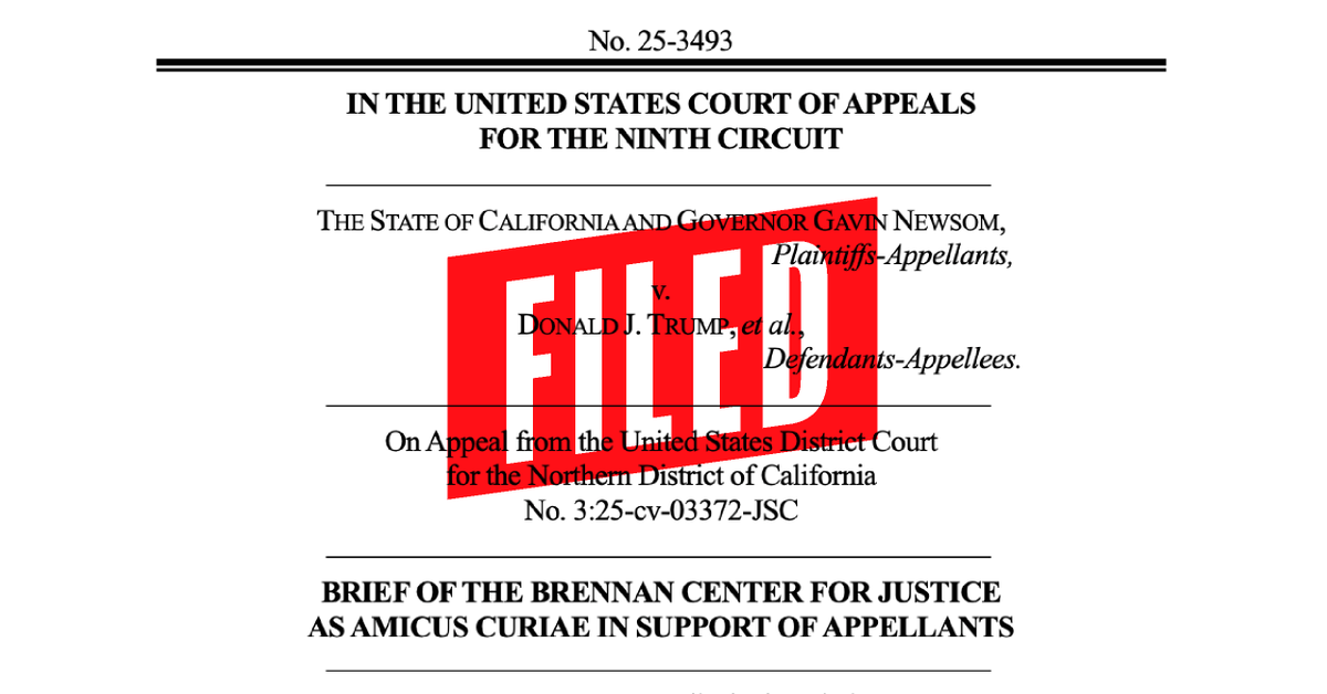 Last night the Brennan Center filed an amicus brief in California v. Trump. We argue that IEEPA (1977 economic emergency powers law) doesn't authorize the president to impose tariffs. Only Congress can do that.
Read: bit.ly/3GcLAuM