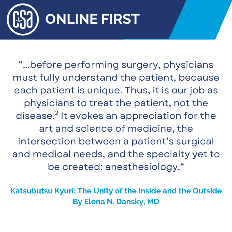 CSAHQ's tweet image. CSAOF: Katsubutsu Kyuri: The Unity of the Inside and the Outside | By Elena N. Dansky, MD. Read it here: ow.ly/mzjG50WlZrl