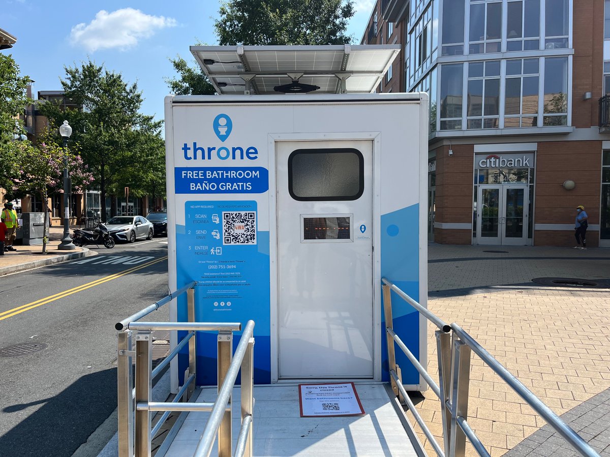 jennygathright's tweet image. Did you notice the Throne public bathrooms (in Columbia Heights, DuPont, Oxon Run and a few other neighborhoods) suddenly closed a few days ago? Bowser admin says the funds were temporarily frozen but they’ll be back open soon. Statement from the City Administrator: