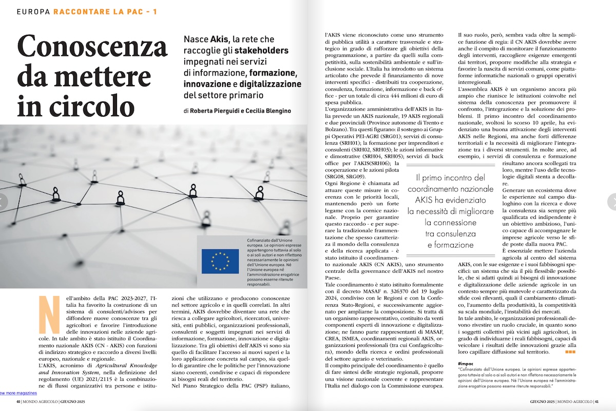 Cos'è l'AKIS?
Ne parla lo staff di #CAPCOM #IMCAP su Mondo Agricolo <a href="/Confagricoltura/">Confagricoltura</a> 

Per saperne di più, leggi sul nostro sito #CAP4AgroInnovation: 
cap4agroinnovation.eu/it/articoli/ak… 
cc <a href="/Agenzia_Ansa/">Agenzia ANSA</a> <a href="/ansaeuropa/">ANSA Europa</a> <a href="/Ansa_TerraGusto/">Ansa Terra e Gusto</a> #PAC <a href="/EUAgri/">EU Agriculture🌱</a>