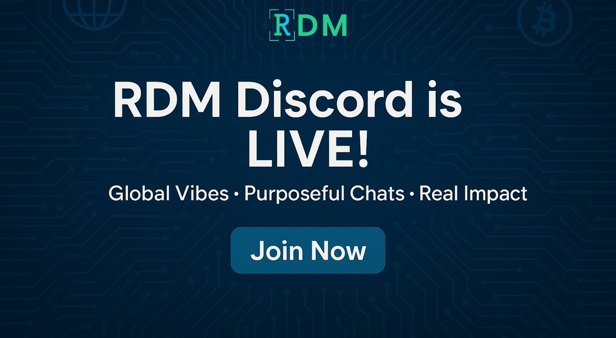 RDM1World's tweet photo. ๐จ Weโre LIVE on #Discord
Your space to vibe with purpose is finally here. ๐
Welcome to the RDM Ecosystem Hub โ a global community rooted in mindfulness, empathy, and impactful action. ๐โจ
#Connect, #Contribute, and #Co_Create a better tomorrow.
๐ญ Pick your language.
๐ฌ Join regional chats.
๐ Unlock community rewards.
๐ง Talk goals, growth, and good vibes.
๐ This isnโt just a server. Itโs a movement.
๐ Join now โ https://t.co/uBIGqaGWIk