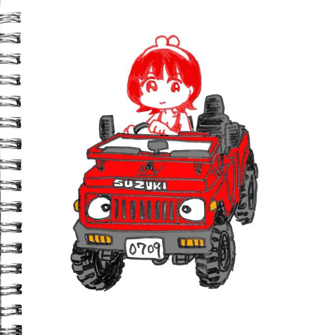 赤い車に乗るキューポちゃん #キューポちゃん #キューポちゃんFA