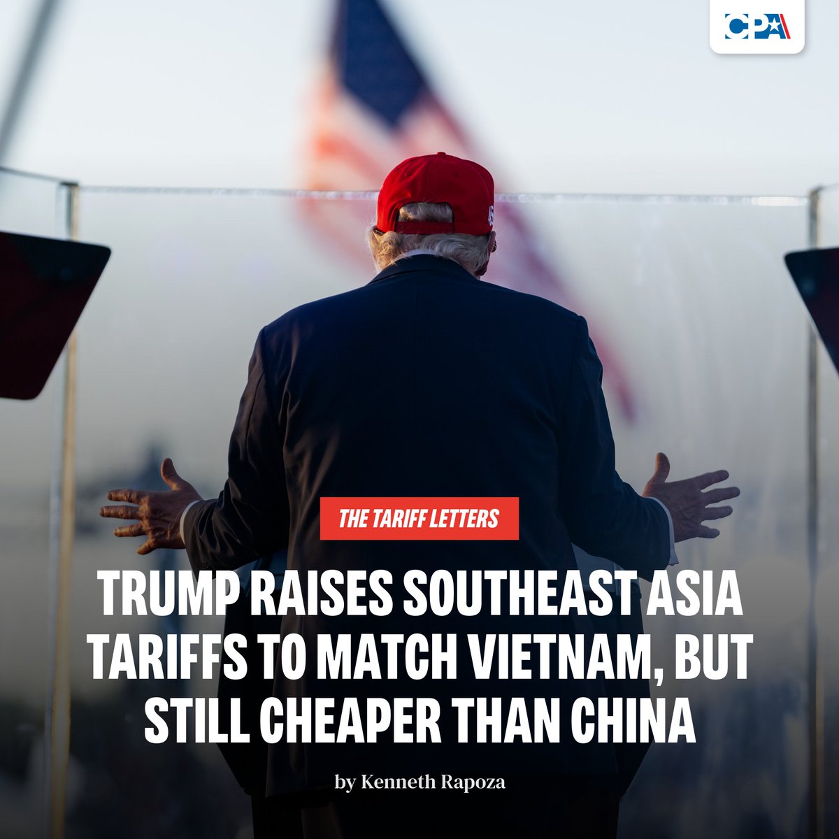 cpa_tradereform's tweet image. On Monday, @POTUS sent letters to several Asian countries establishing new tariff rates. Among them:
Myanmar: 40%
Laos: 40%
Cambodia: 36%
Thailand: 36%
Bangladesh: 35%
Indonesia: 32%
Malaysia: 25%
South Korea: 25%
Japan: 25%
Vietnam: 20%
ANALYSIS ➔ tinyurl.com/mvzw9ahp