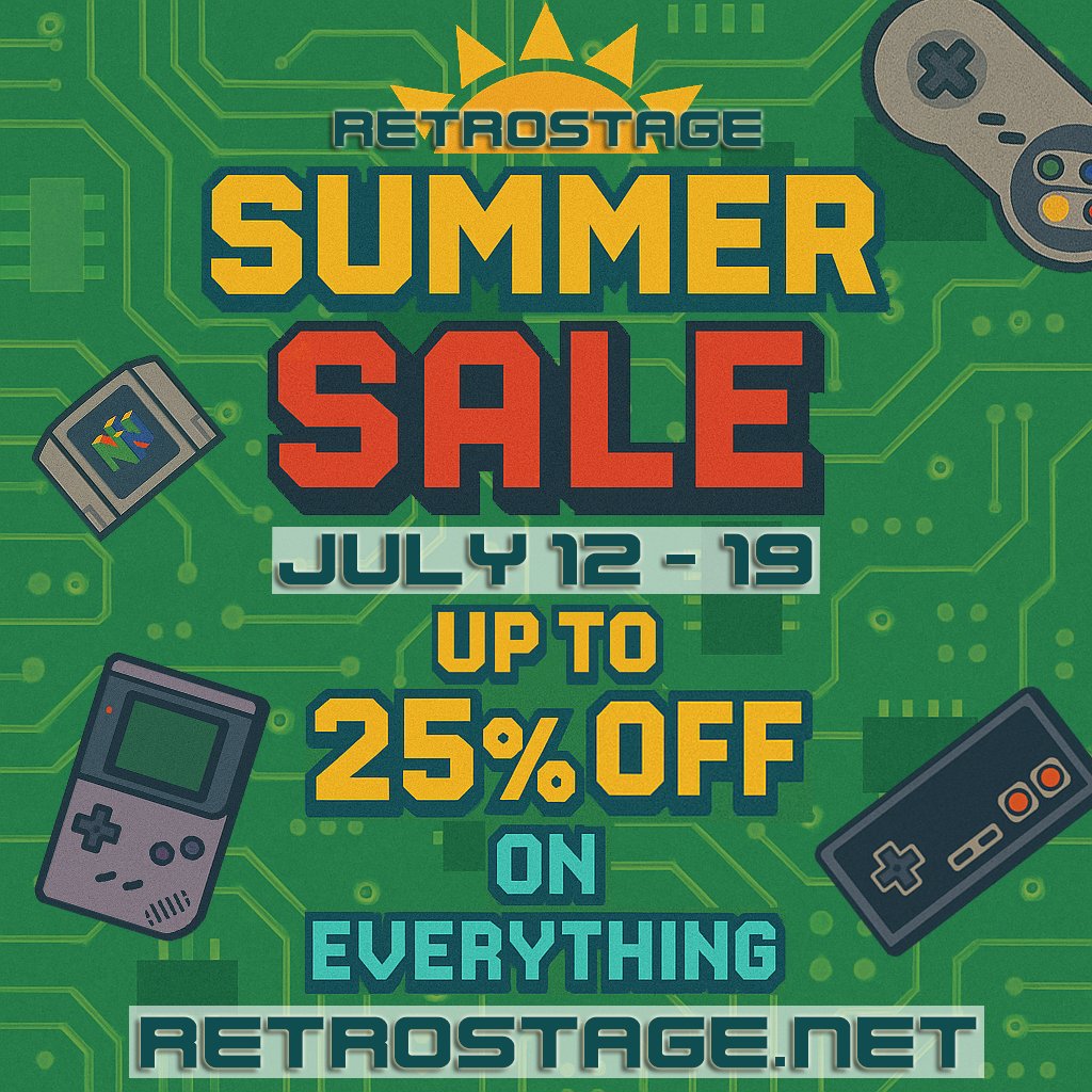Only 4 days until our #summersale, with up to 25% off on everything in the store! The RetroBlaster Mini will be on sale, a super easy way to back up your #retrogames collection or write your own games to our Blaster cartridges. Check them out on July 12! retrostage.net