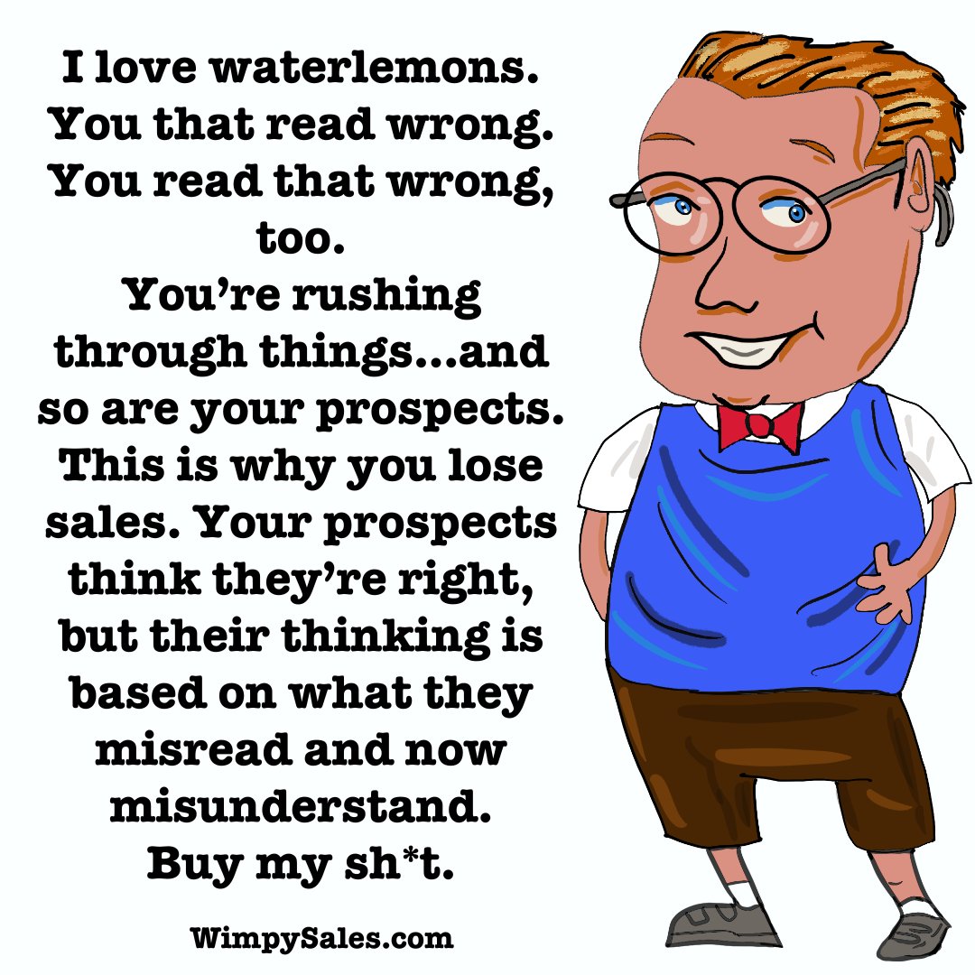 SalesWhisperer's tweet image. You're not that smart.
Neither are your prospects.
But you think you are.
So do they.
Wanna sell more?
Address all of the above.
Market like you mean it.
Now go sell something.