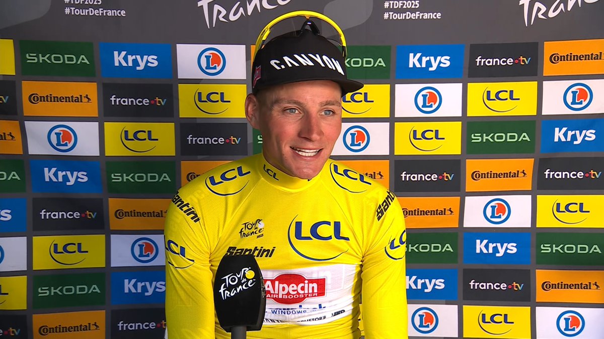 "Realistically, tomorrow is my last day in the yellow," says MvdP. #TDF2025