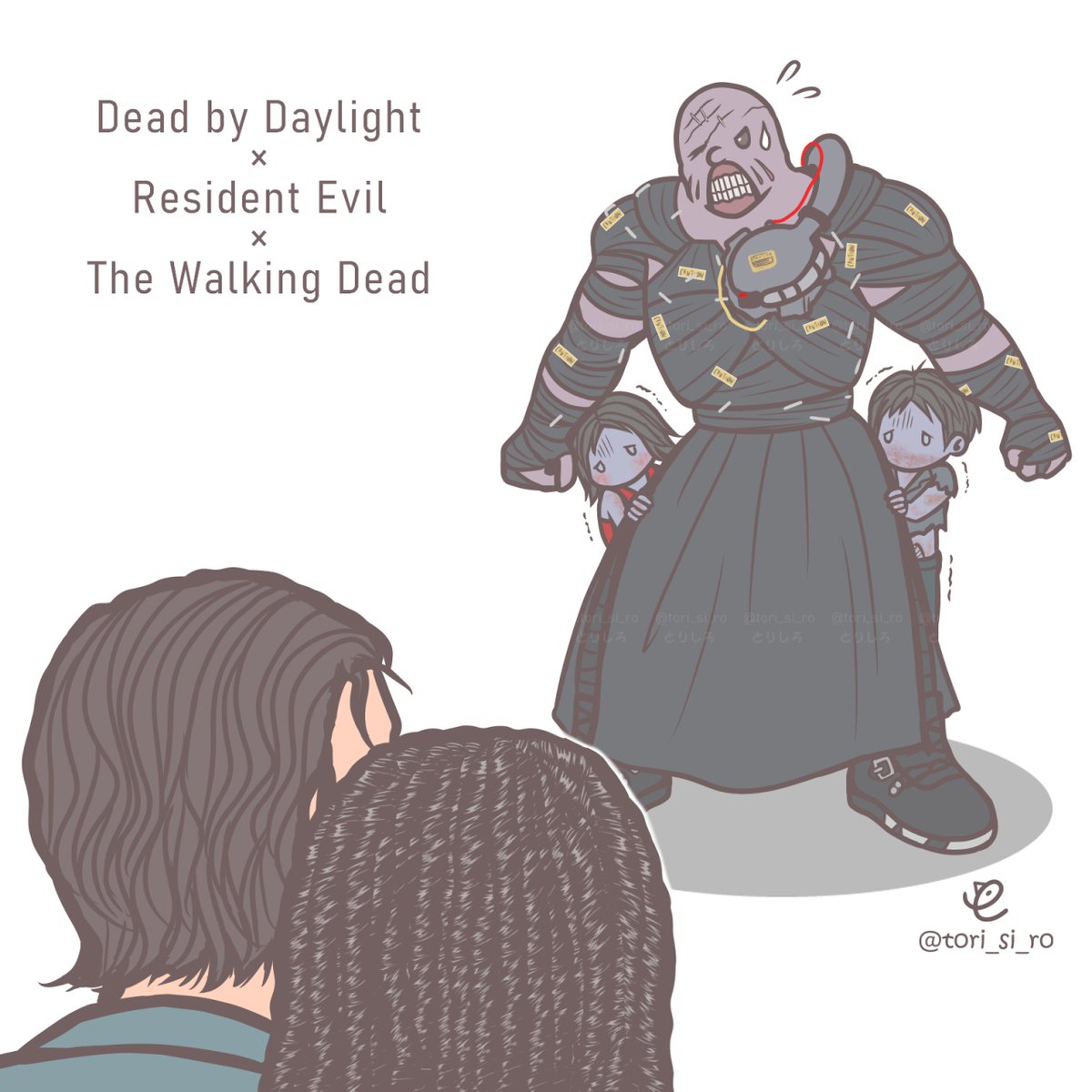 tori_si_ro's tweet image. 【DbD】ネメシス逃げて超逃げて！！
(祝🎉ウォーキング・デッドコラボ🥳)