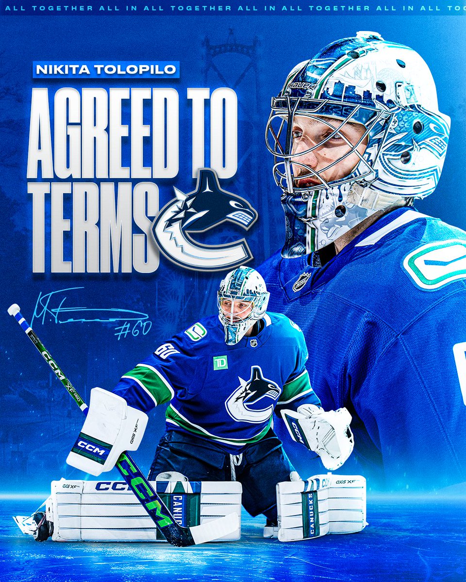 General Manager Patrik Allvin announced today that the #Canucks have agreed to terms with goaltender Nikita Tolopilo on a two-year, two-way contract.

DETAILS | vancanucks.co/464u0nf