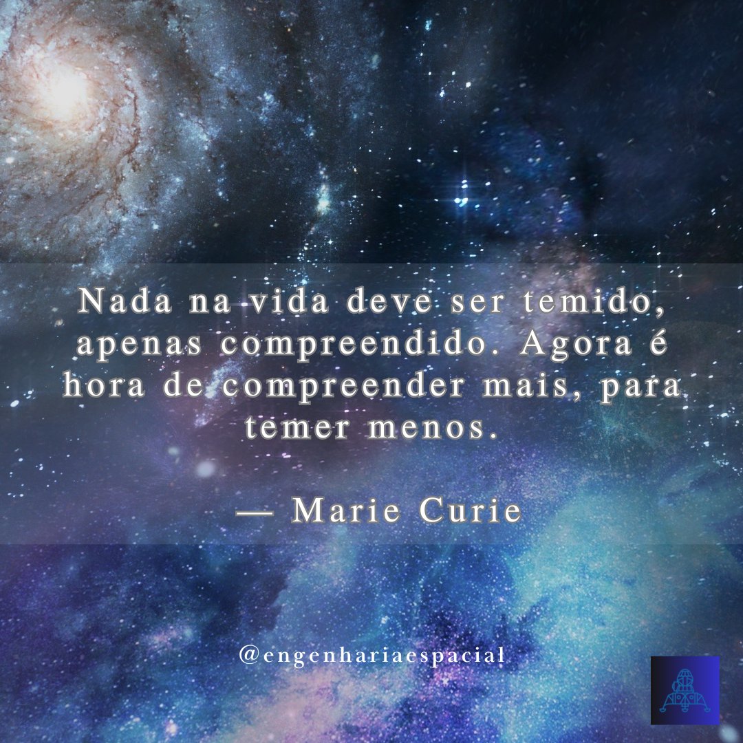 eng_espacial's tweet photo. Marie Curie dizia que nada deve ser temido, apenas compreendido. 🔬 O medo recua diante do conhecimento. A ciência, ao revelar o que é oculto, não só explica o mundo — ela nos fortalece para enfrentá-lo com menos receio e mais consciência.
#MarieCurie #Filosofia #Ciência #Coragem https://t.co/u7yP4YefOv
