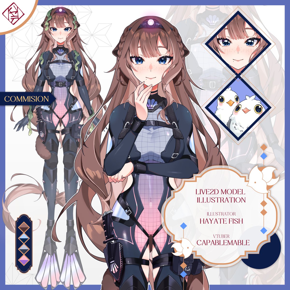 hayate_fish's tweet image. [✨Vtuber Model Illustration Showcase📷]  
Vtuber:@/CapableMable
#mabledabble