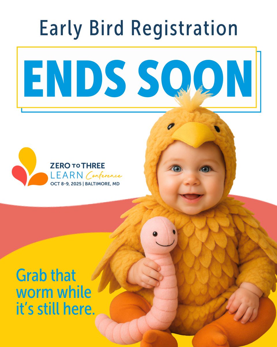 ZEROTOTHREE's tweet image. Waiting until the last minute? You’re about to miss out.
Early bird pricing for LEARN 2025 ends soon. Register now and join early childhood professionals for two days of career-changing learning: bit.ly/3EBDXwE
📅 October 8-9 | Baltimore