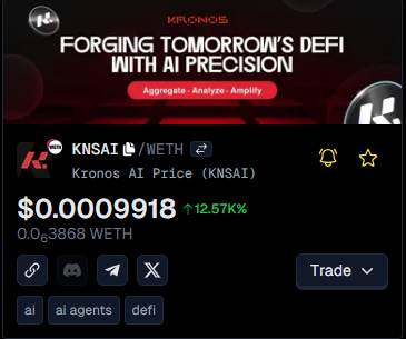 KronosAI_defi's tweet photo. ✅ Kronos AI is now updated on GeckoTerminal!
Track $KNSAI easily and stay on top of every move.

Check it here: https://t.co/j36QGWkCZd 🚀

#KronosAI #KNSAI #GeckoTerminal https://t.co/OCkHAa7Vua