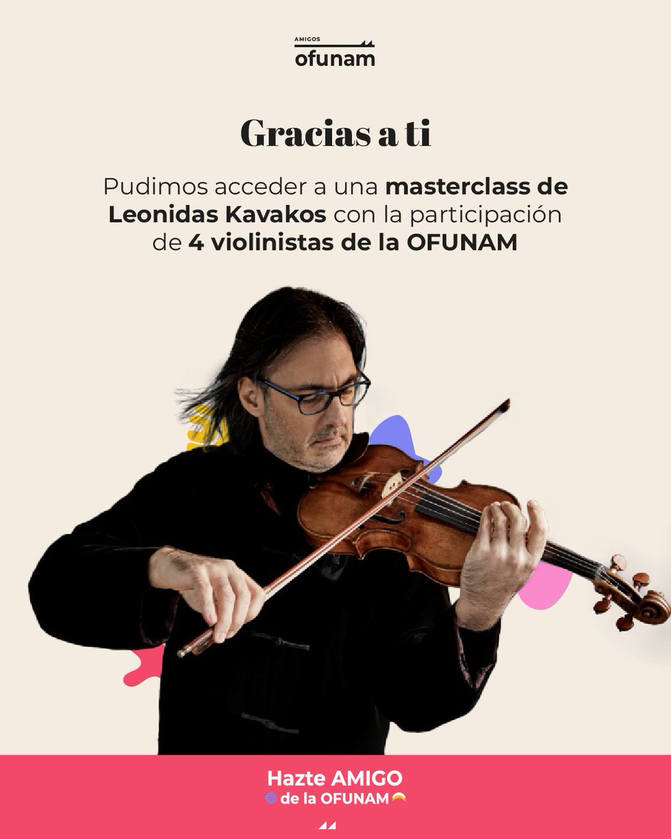 Lo que escuchas en el escenario también se forma fuera de él.
Gracias por ser parte de quienes hacen posible el crecimiento 
artístico de nuestros músicos.
Hazte Amigo y forma parte de estos logros.
amigosofunam.org/hazte-amigo