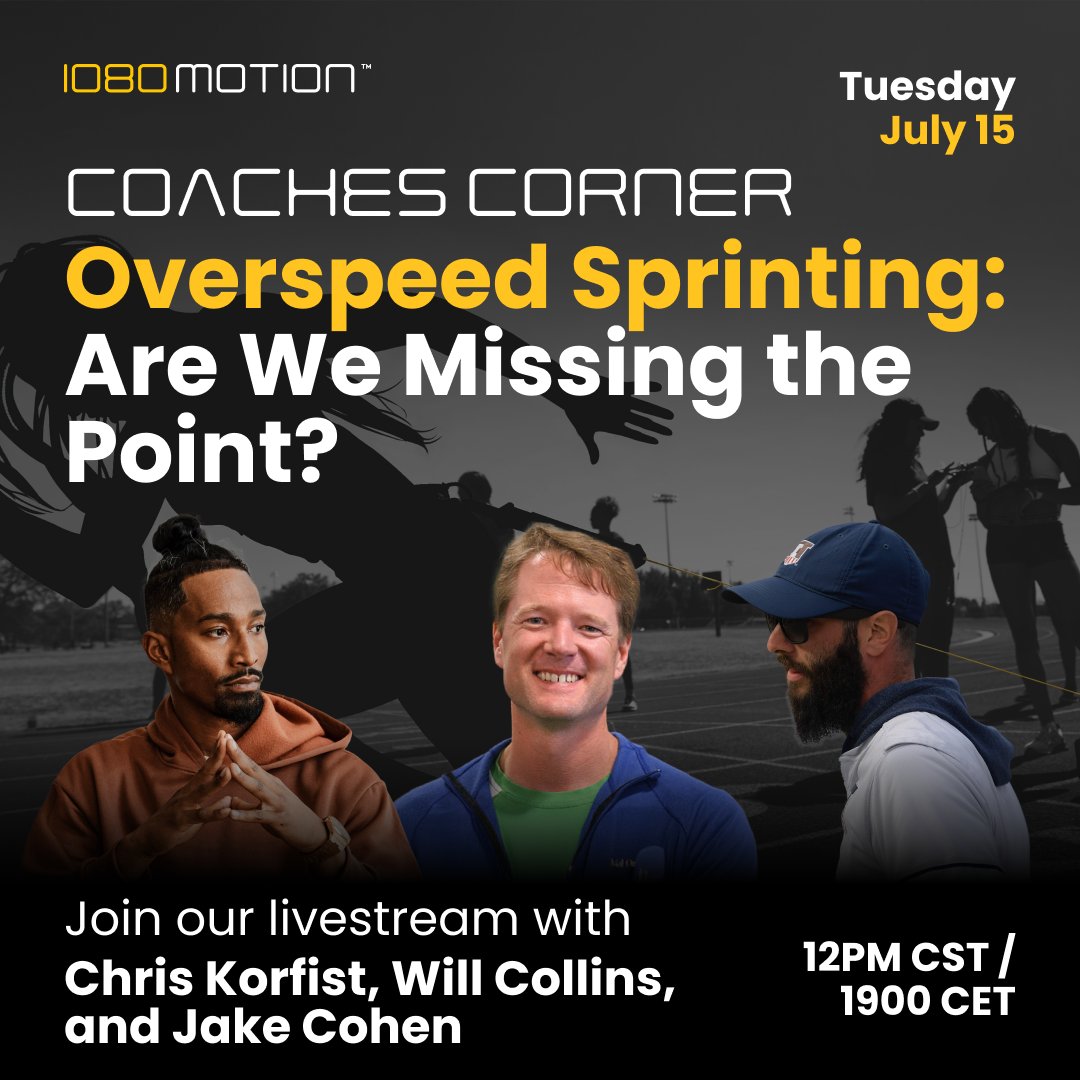 1080motion's tweet image. Are you maximizing the power of assisted sprinting with your athletes?
Join us in one week for a deep dive into overspeed and assisted sprinting on Tuesday, July 15 at 12PM CST / 1900 CET
Hear practical insights from coaches across high school, college, and private sectors on…