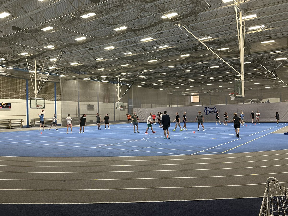 stout_mbb's tweet photo. Great start to the day with point guards, wings, and bigs on campus today for position camp! #Work #BleedBlue https://t.co/b62Zfs3WQT