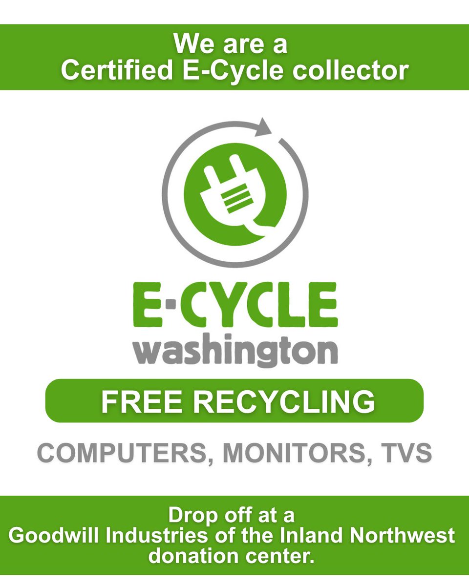 GoodwillINW's tweet image. Got old electronics haunting your closet? 
Donate them to Goodwill through E-Cycle WA. Keep e-waste out of landfills &amp;amp; power local jobs!

♻️ Declutter. Do good. Repeat.

#ECycle #Goodwill #Sustainability