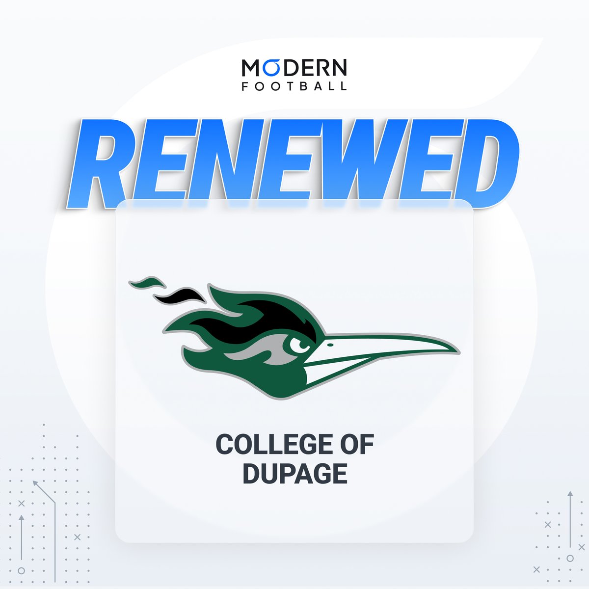 modernFB's tweet image. 2024 NJCAA DIII National Champs, College of Dupage, renews with Modern Football!
“We chose Modern Football because it allows us to coach smarter, not harder. Their platform helps us break down film faster, streamline game planning, and make crucial in-game decisions based on…