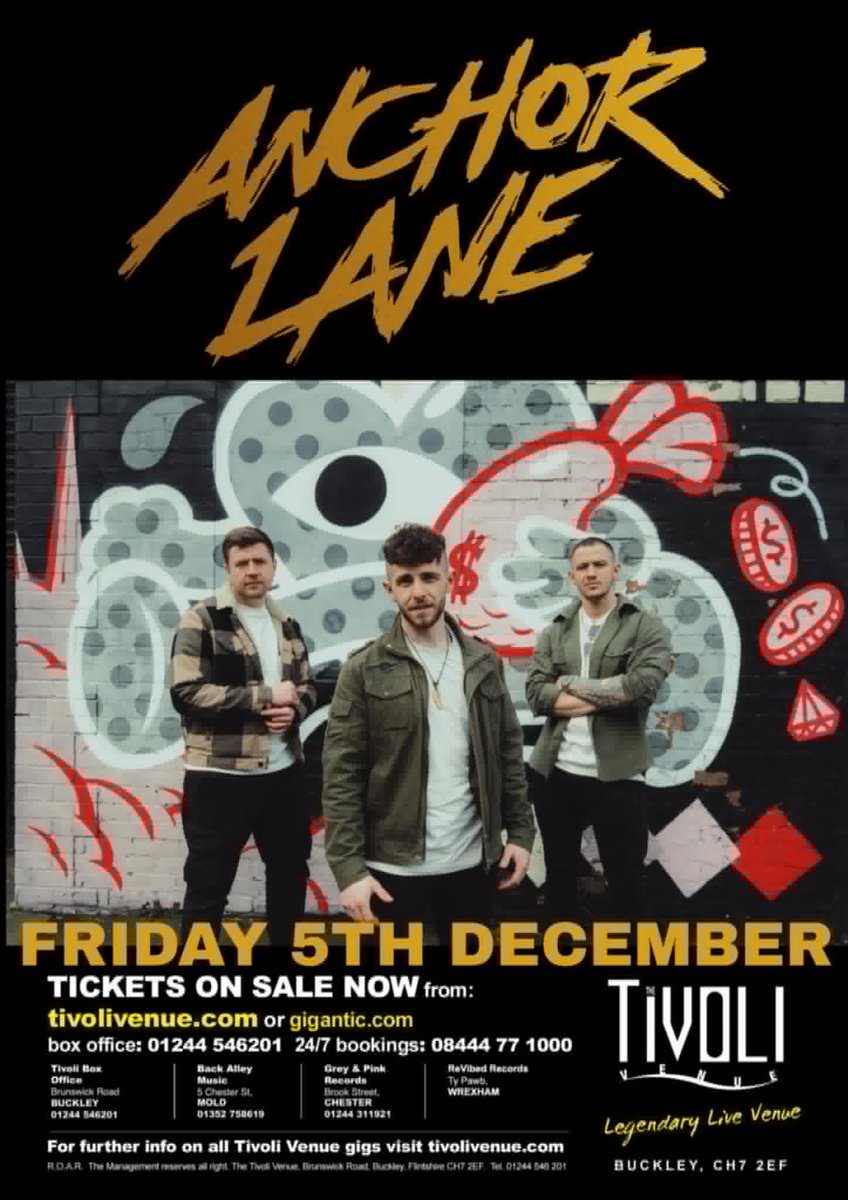 Anchor Lane (@anchorlane) on Twitter photo 🤟 BUCKLEY 🤟
We're delighted to announce we're coming to the legendary <a href="/Tivoli_Venue/">The Tivoli Venue</a> on Friday 5th December 2025. we're looking forward to headlining this venue. Tickets are on-sale now 👉 gigantic.com/anchor-lane-ti…
Supports to be announced soon! <a href="/onpointtouring/">On Point Touring</a> <a href="/gigantictickets/">Gigantic Tickets</a> 🤟 BUCKLEY 🤟
We're delighted to announce we're coming to the legendary <a href="/Tivoli_Venue/">The Tivoli Venue</a> on Friday 5th December 2025. we're looking forward to headlining this venue. Tickets are on-sale now 👉 gigantic.com/anchor-lane-ti…
Supports to be announced soon! <a href="/onpointtouring/">On Point Touring</a> <a href="/gigantictickets/">Gigantic Tickets</a>