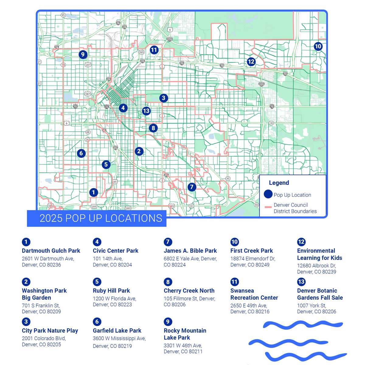 Stop by our pop-up events throughout the city this summer to learn, chat, and see examples of resilient landscapes. There might even be some sweet snacks to enjoy while we talk zoning and plants! 

To get full details, visit DenverGov.org/landscape