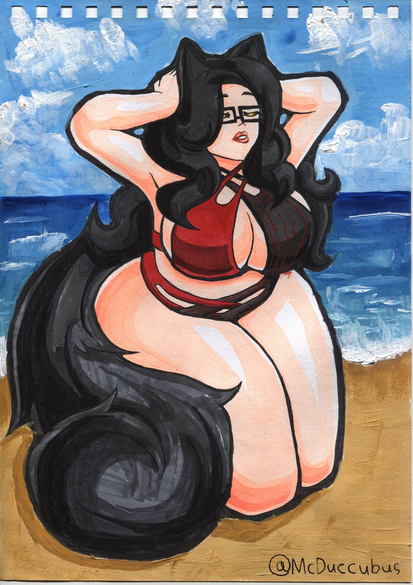 Emily on the beach, Thank you <a href="/CableNsfw/">CableNSFW</a>  for the commission! I will be sure to ship this piece out very soon! It has been a pleasure to work with you! Hope I drew Emily justice!  #markerart #acrylicpainting #OCart #bikiniEmily