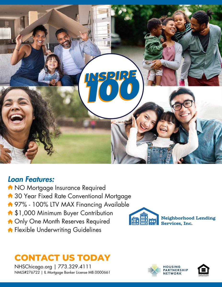 Ready to Own Your Future?

With Inspire 100 by Neighborhood Lending Services, you can achieve homeownership with no mortgage insurance, low reserves, and flexible underwriting. Whether you're just starting your journey or ready to take the next step, we’re here to help you unlock