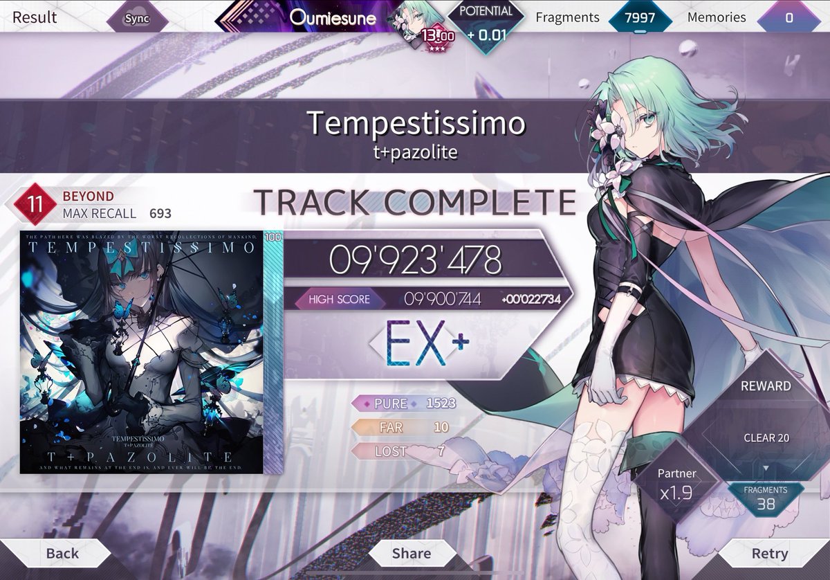 The_Kitzsune's tweet image. 13.00ptt!! 
#arcaea