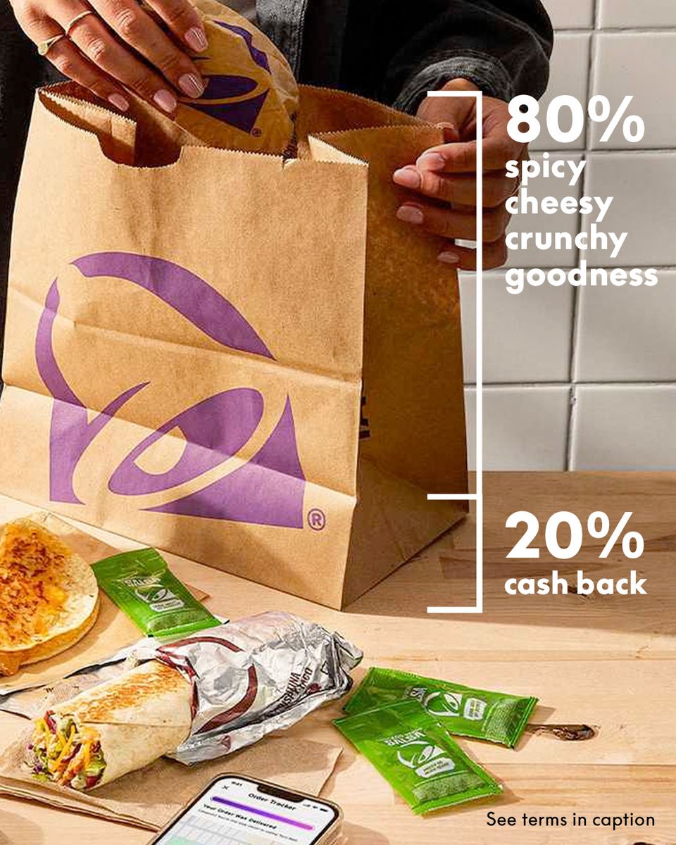 PayPal's tweet image. The only thing better than Taco Bell? Taco Bell with 20% cash back.
Save the offer in the PayPal app, then check out with PayPal in the Taco Bell app to get yours: payp.al/tacobell
$10 cash back cap per transaction. Open to all customers. Offer valid until July 31, 2025…